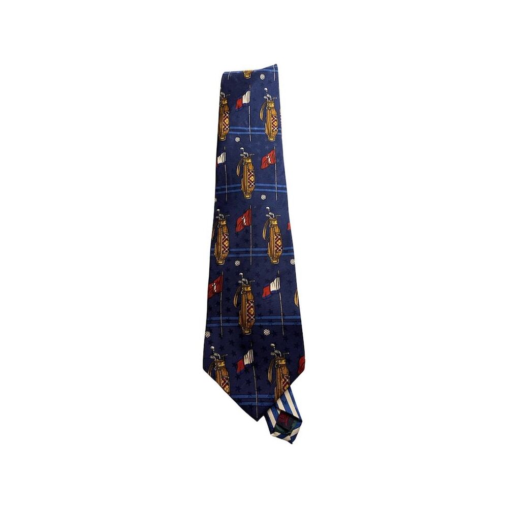 Tommy Hilfiger Men's Vintage Silk Tie Blue Golf Print